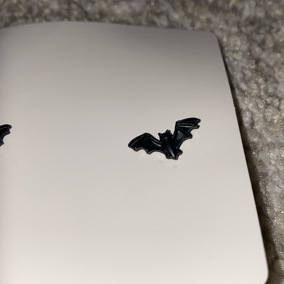 Black Ceramic Bat Stud Earrings - Picture 7 of 8